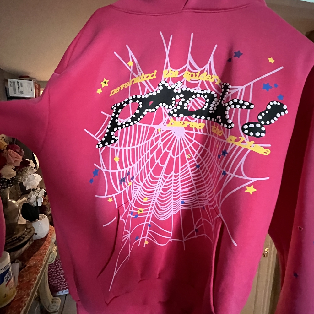 Spyder Pink Hoodie with Graphic Design